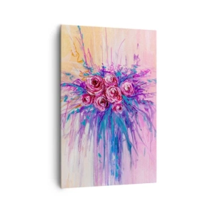 Quadro su tela - Stampe su Tela - Un mazzo di rose dai colori pastello - 80x120cm - Fontana rosa - Decorazione murale moderna per soggiorno e camera da letto ARTTOR