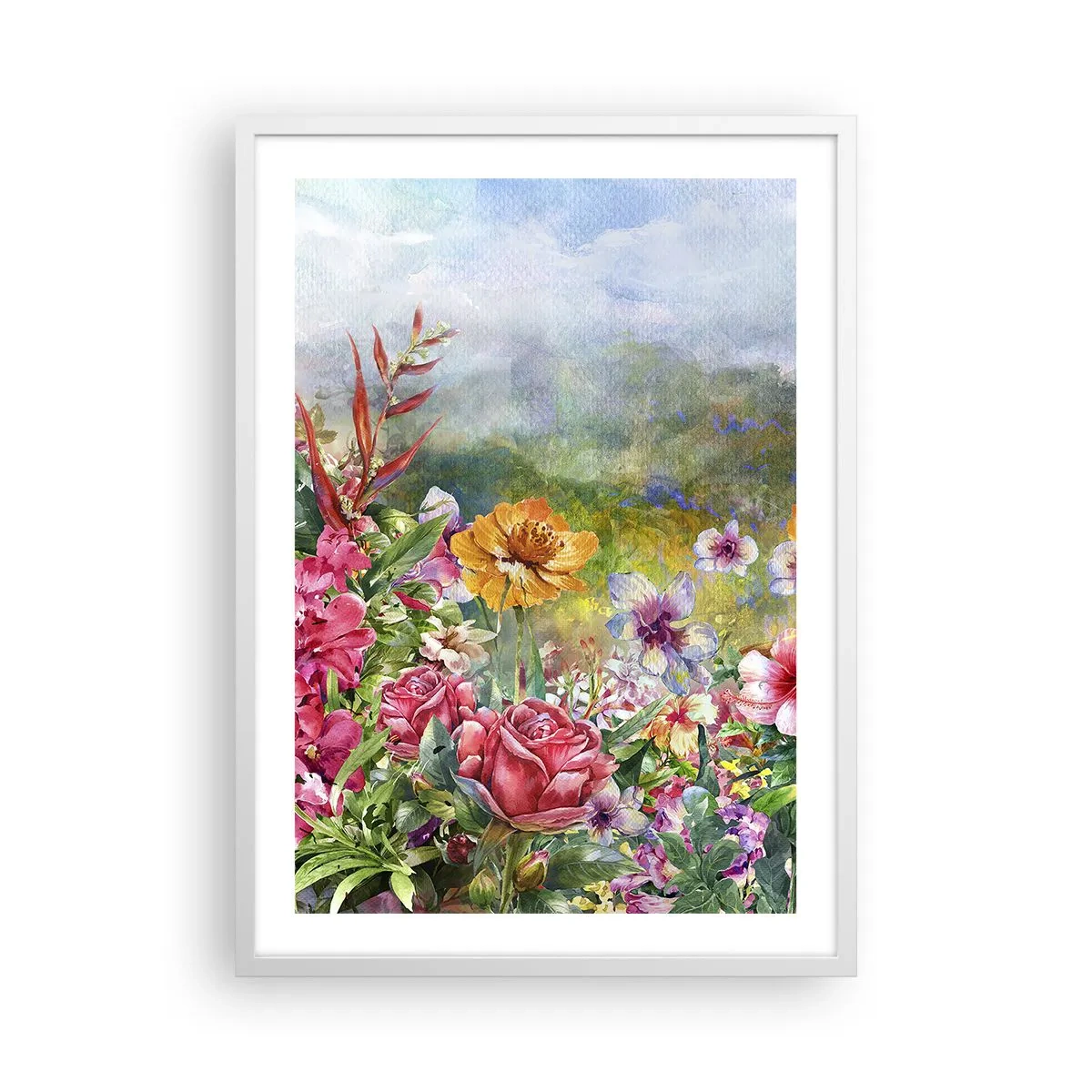 Poster in cornice bianca - Il giardino impazzito - 50x70 cm