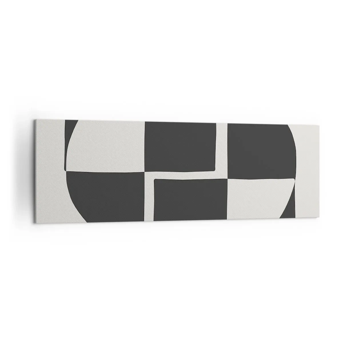 Quadro su tela - Stampe su Tela - Forme geometriche astratte in bianco e nero - 160x50cm - Antitesi - sintesi - Decorazione murale moderna per soggiorno e camera da letto ARTTOR