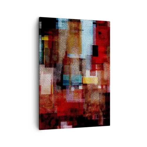 Quadro su tela - Stampe su Tela - Astrazione geometrica in intense tonalità di rosso - 50x70cm - Confusione aggrovigliata - Decorazione murale moderna per soggiorno e camera da letto ARTTOR