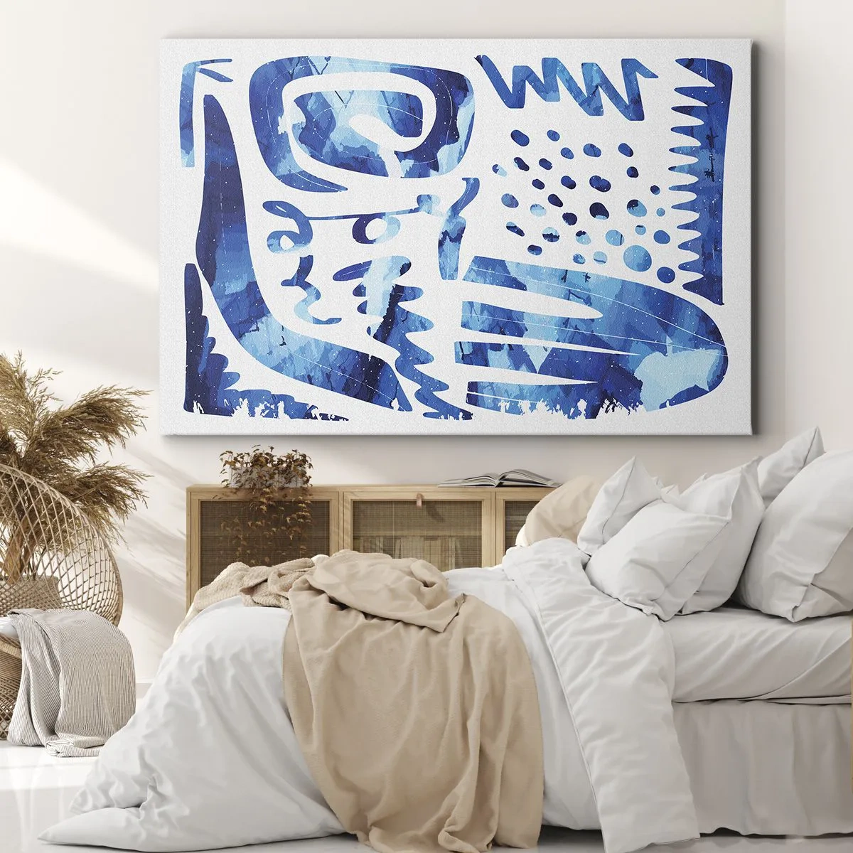 Quadro su tela - Stampe su Tela - Motivo astratto nei toni del blu - 120x80cm - Ritorno alle radici - Decorazione murale moderna per soggiorno e camera da letto ARTTOR