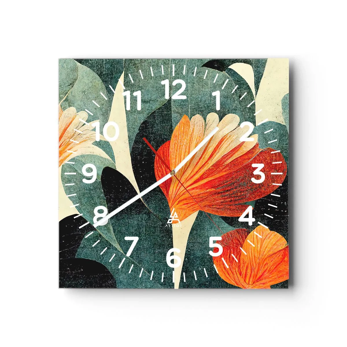Orologio da parete - Orologio in Vetro - Caldo dei tropici e fresco del verde - 40x40 cm