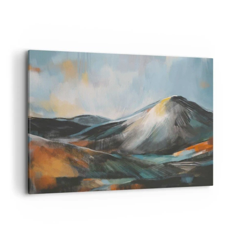 Quadro su tela - Stampe su Tela - Paesaggio montano astratto in tonalità calde - 100x70cm - Aspri e belli - Decorazione murale moderna per soggiorno e camera da letto ARTTOR