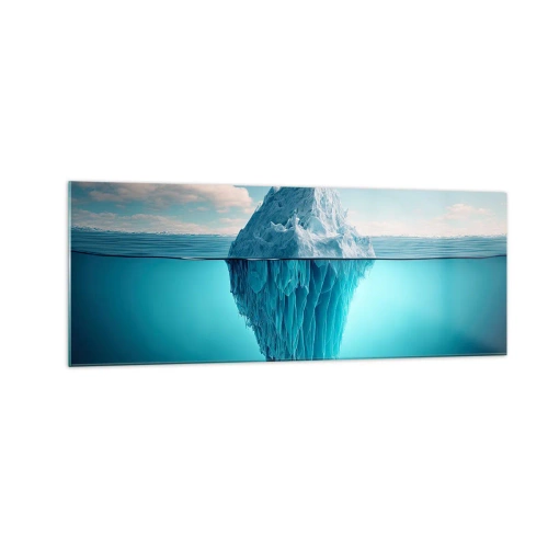 Quadro su vetro - Un iceberg visibile sopra e sotto la superficie dell'acqua - 140x50cm - Il re del ghiaccio - Decorazione murale moderna per soggiorno e camera da letto ARTTOR