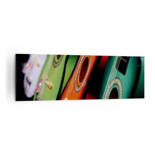 Quadro su tela - Stampe su Tela - Chitarre colorate in diverse tonalità disposte in fila - 160x50cm - La chitarra ha molti colori - Decorazione murale moderna per soggiorno e camera da letto ARTTOR