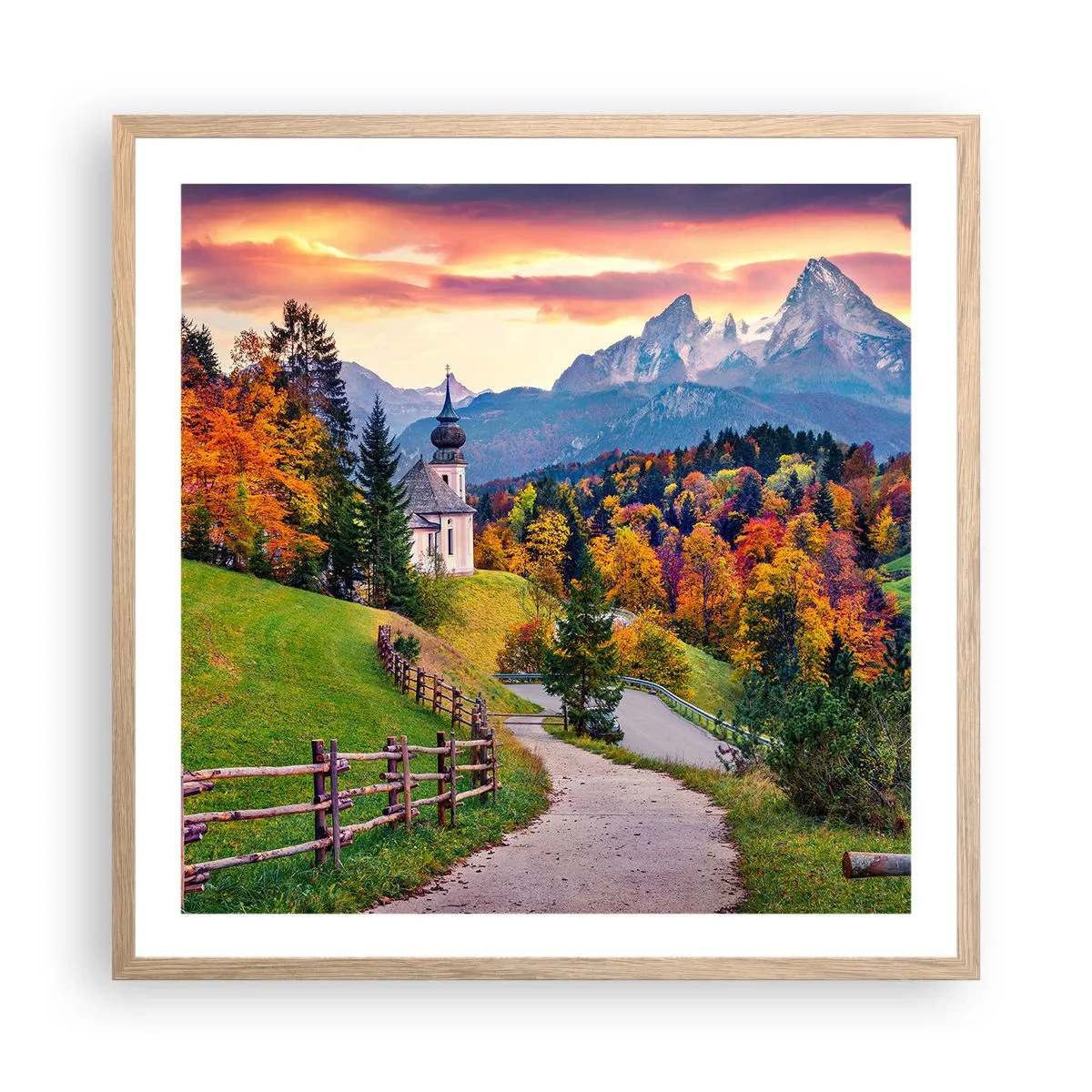 Poster in cornice rovere chiaro - Un paesaggio come dipinto - 60x60 cm