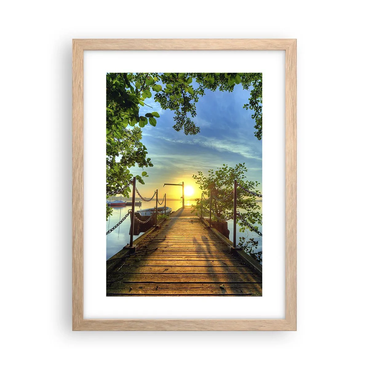Poster in cornice rovere chiaro - Tramonto sul lago - 30x40 cm