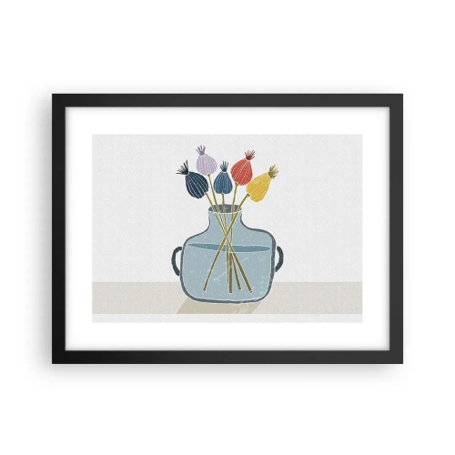 Poster in cornice nera - Il silenzio dei papaveri - 40x30 cm