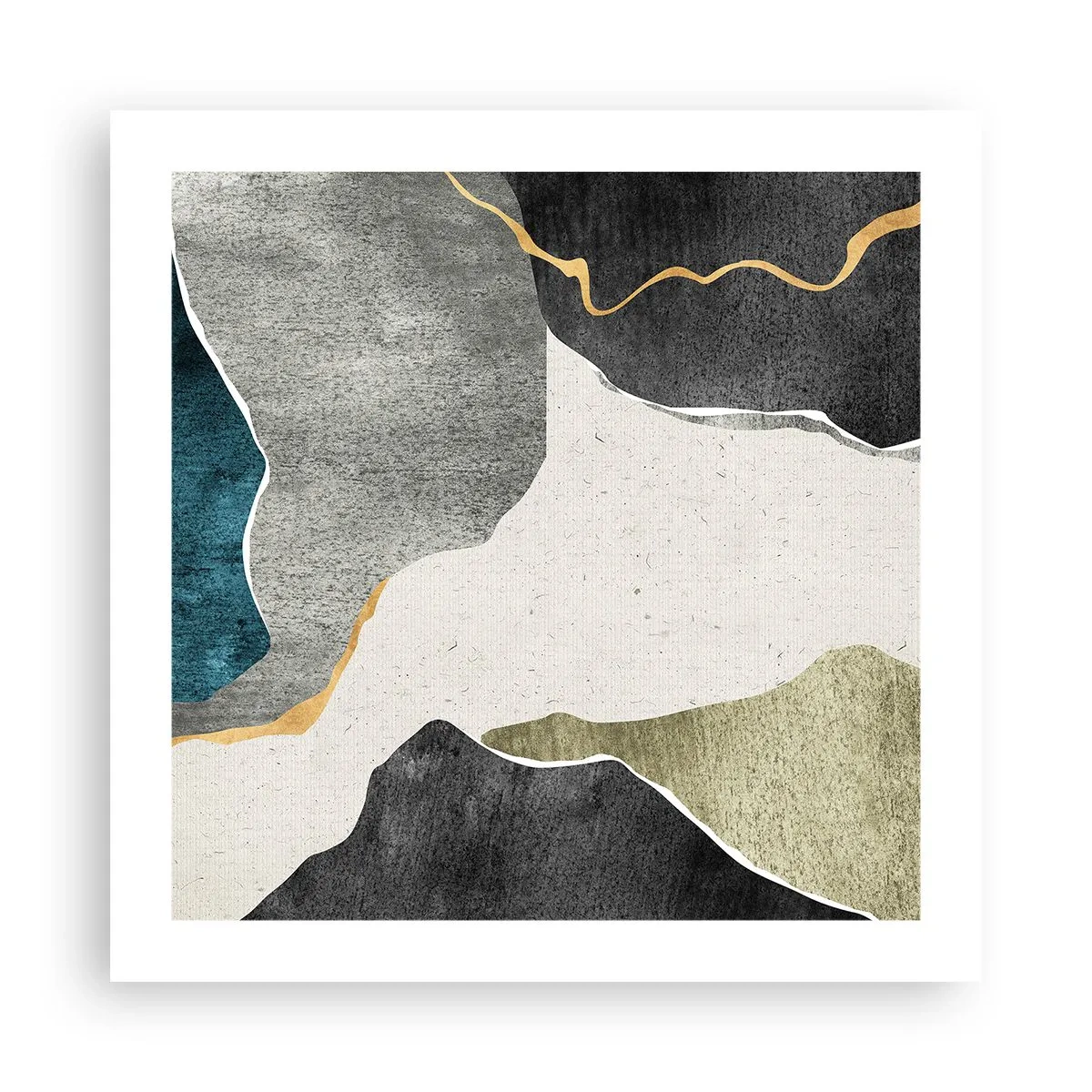 Poster - Composizione mosaico con filo d'oro - 50x50 cm