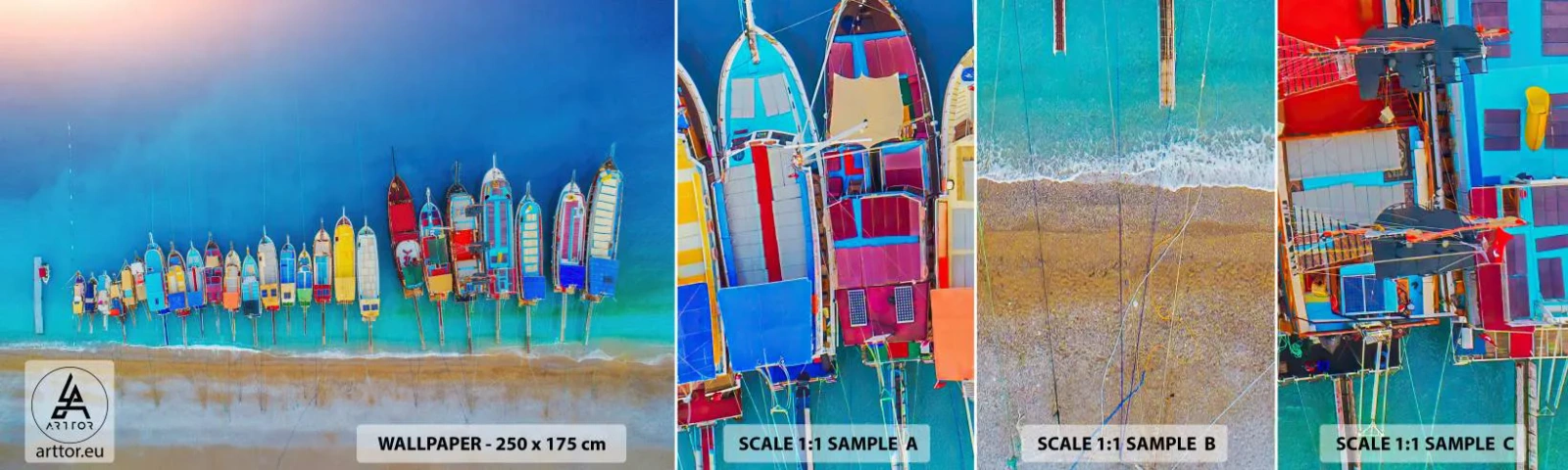 Campione di Fotomurale Adesivo Deluxe Sticker - A volo d'uccello - Paesaggio, Spiaggia, Mare - 100x30 cm