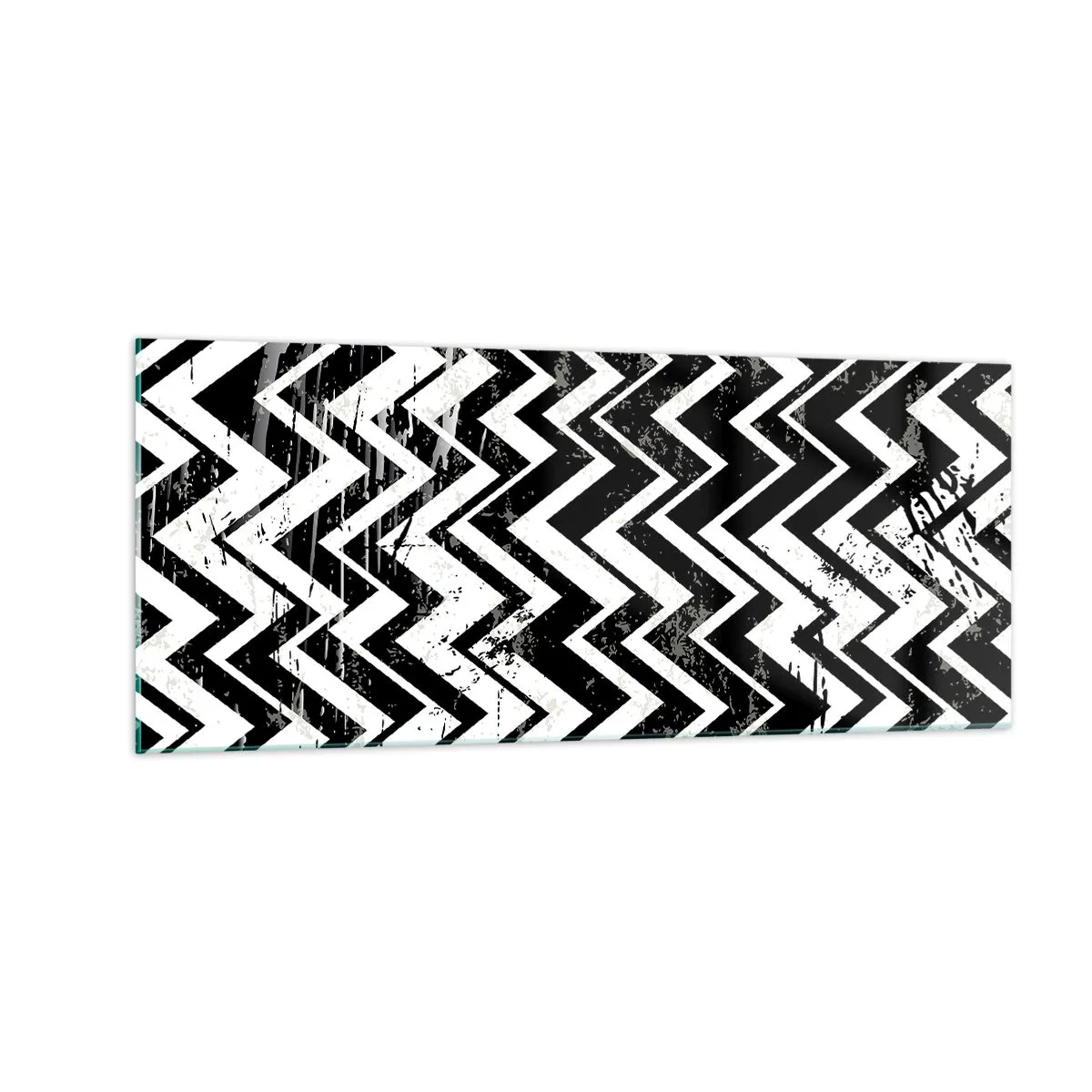 Quadro su vetro - Zig-bianco, zag-nero - 100x40 cm