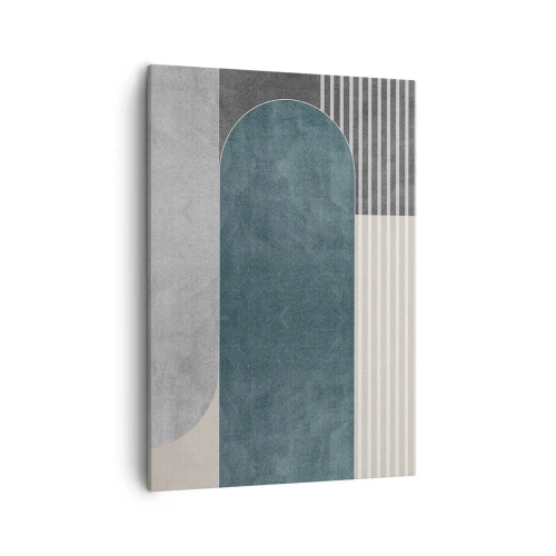 Quadro su tela - Stampe su Tela - Astrazione geometrica nei toni del grigio e del verde - 50x70cm - Composizione orizzontale - Decorazione murale moderna per soggiorno e camera da letto ARTTOR