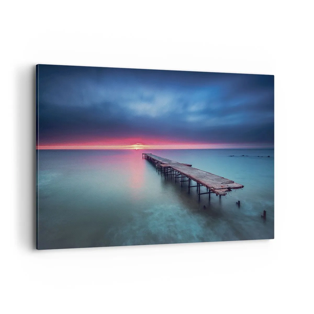 Quadro su tela - Stampe su Tela - Un molo di legno che conduce direttamente al mare al tramonto - 100x70cm - Tra il cielo e la terra - Decorazione murale moderna per soggiorno e camera da letto ARTTOR