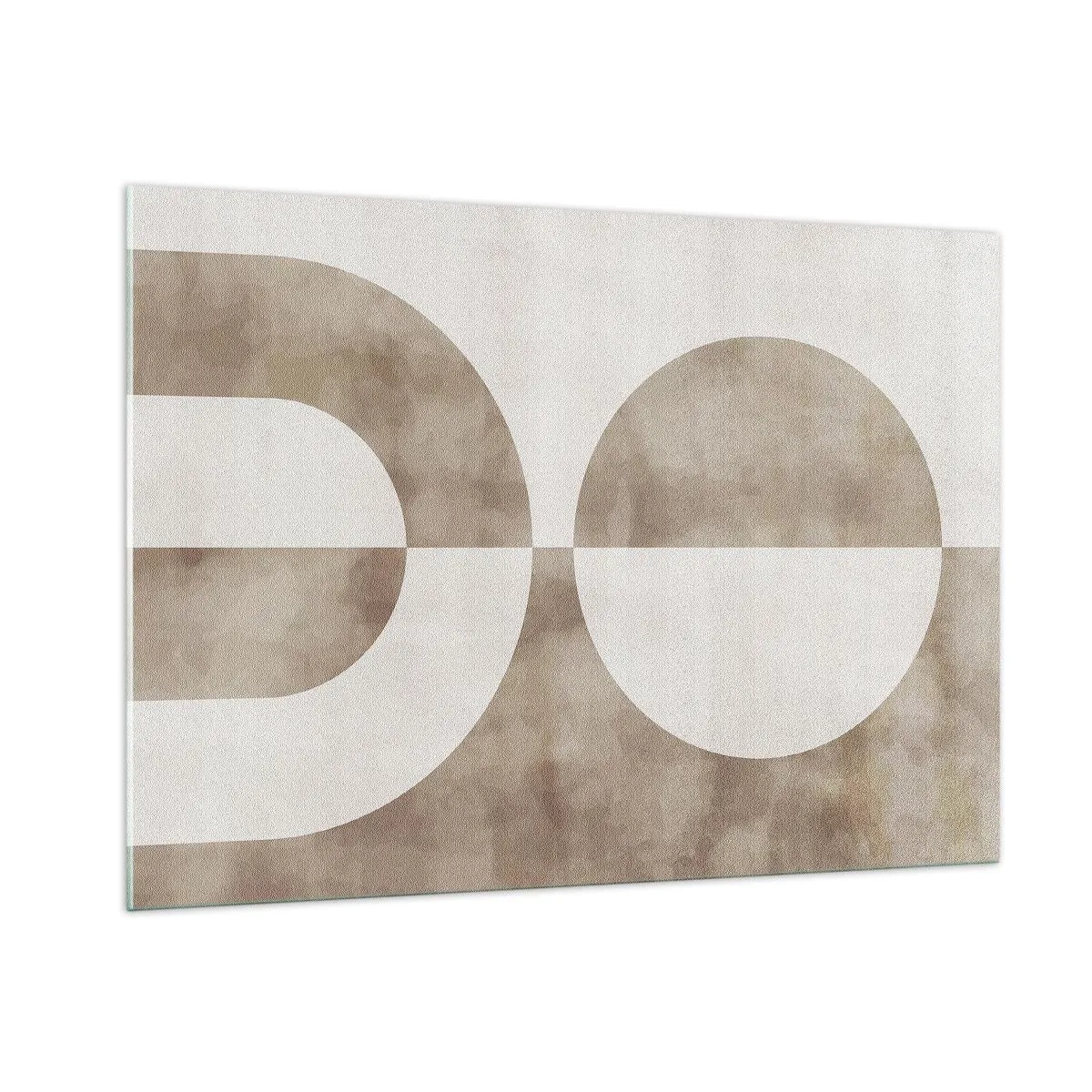 Quadro su vetro - Geometria beige con un semicerchio e un cerchio su uno sfondo orizzontale - 100x70cm - Analogie e differenze - Decorazione murale moderna per soggiorno e camera da letto ARTTOR