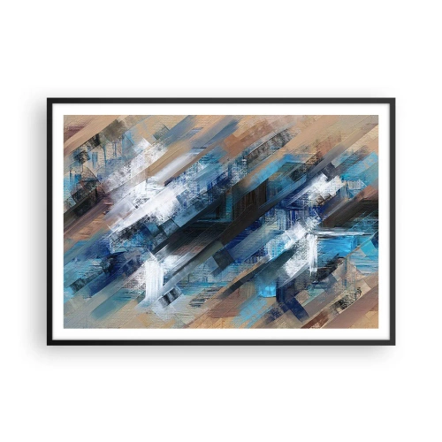 Poster in cornice nera - Composizione astratta con linee diagonali blu - 100x70cm - Sulla diagonale blu - Decorazione murale moderna per soggiorno e camera da letto ARTTOR