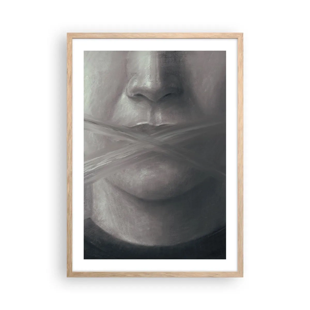Poster in cornice rovere chiaro - Neanche una parola - 50x70 cm