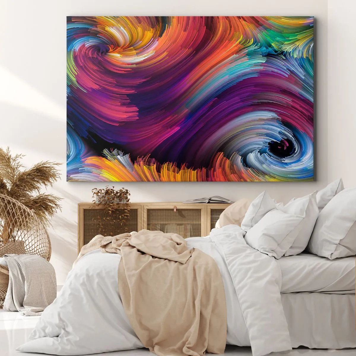 Quadro su tela - Stampe su Tela - Vortici astratti in colori vivaci - 100x70cm - L'inizio del nuovo mondo - Decorazione murale moderna per soggiorno e camera da letto ARTTOR