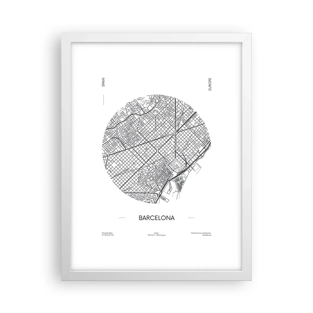Poster in cornice bianca - Anatomia di Barcellona - 30x40 cm