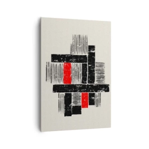 Quadro su tela - Stampe su Tela - Composizione geometrica astratta in nero e rosso - 70x100cm - Rosso e nero - Decorazione murale moderna per soggiorno e camera da letto ARTTOR