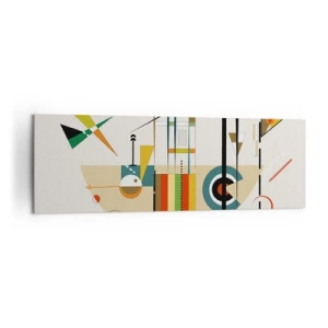 Quadro su tela - Stampe su Tela - Astrazione colorata con forme geometriche - 160x50cm - E il mondo ride - Decorazione murale moderna per soggiorno e camera da letto ARTTOR