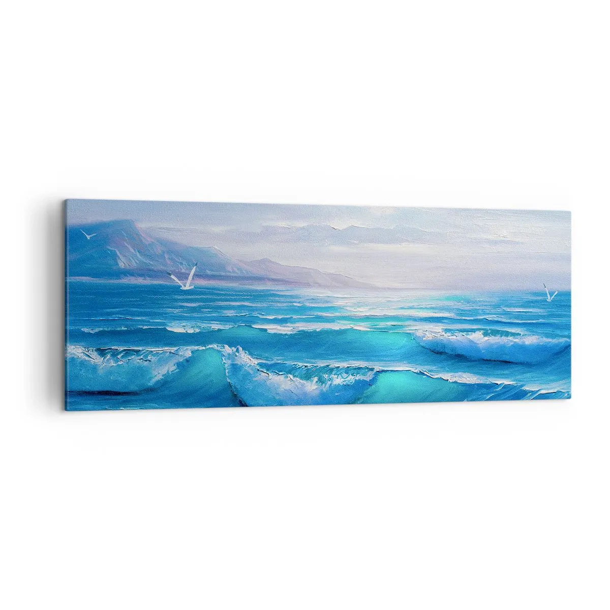 Quadro su tela - Stampe su Tela - Un pittoresco paesaggio marino con onde e cielo azzurro - 140x50cm - Porta sollievo - Decorazione murale moderna per soggiorno e camera da letto ARTTOR