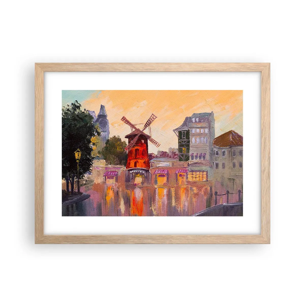 Poster in cornice rovere chiaro - Le icone di Parigi: il Moulin Rouge - 40x30 cm