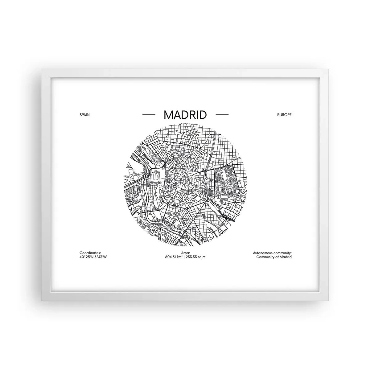 Poster in cornice bianca - Anatomia di Madrid - 50x40 cm