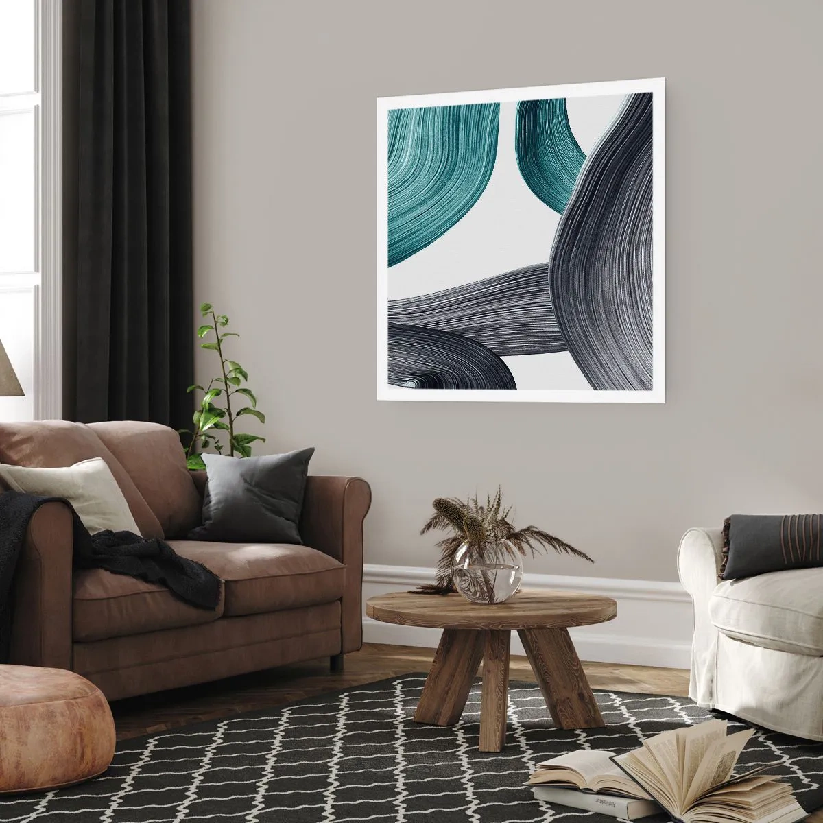 Poster - Tracce smeraldo e nero - 30x30 cm