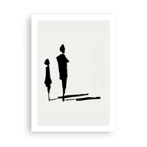 Poster - Silhouette di due figure in nero su sfondo chiaro - 50x70cm - Sicuramente insieme? - Decorazione murale moderna per soggiorno e camera da letto ARTTOR