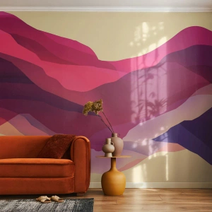 Fotomurali Premium Canvas - Onde astratte nei toni del viola e del rosa su uno sfondo chiaro - 100x70cm - Onde di porpora - Decorazione murale moderna per soggiorno e camera da letto ARTTOR