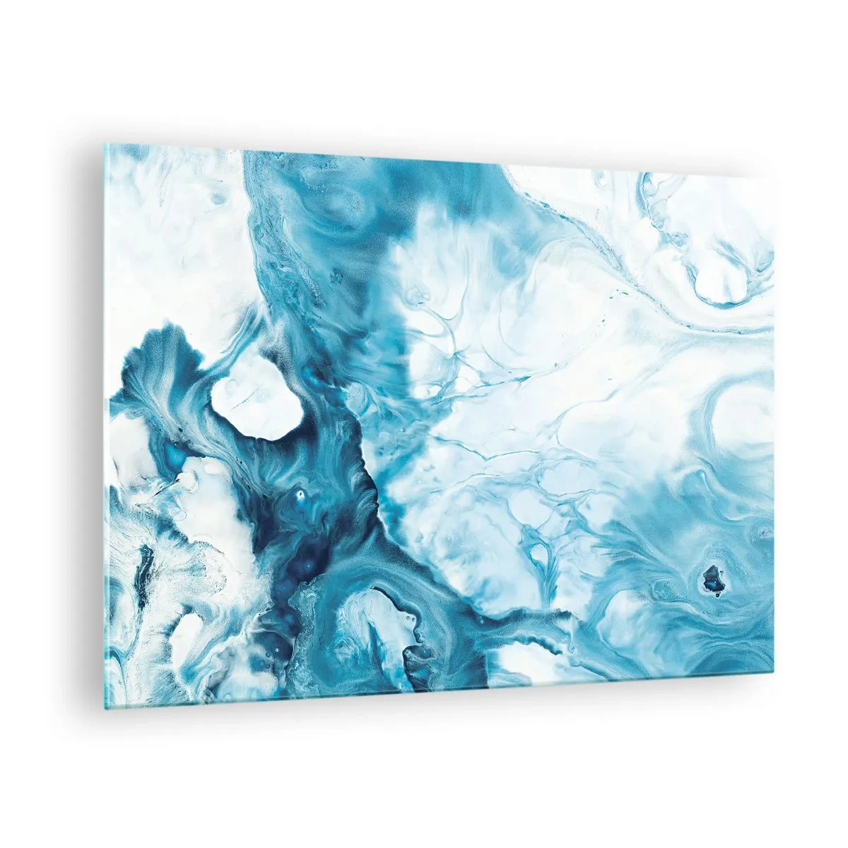 Quadro su vetro - Composizione astratta nei toni del blu e del bianco - 70x50cm - Concerto di blu - Decorazione murale moderna per soggiorno e camera da letto ARTTOR