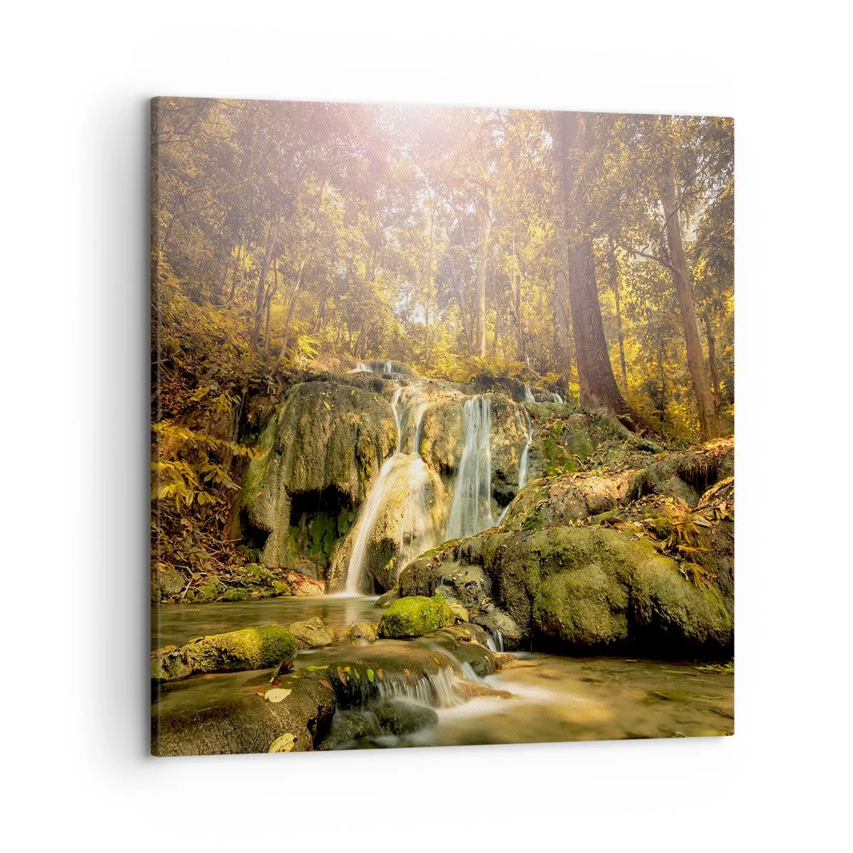 Quadro su tela - Stampe su Tela - Cascata boschiva in verde - 50x50 cm