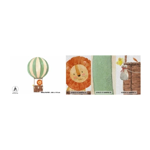 Campione di Fotomurale Premium Sand - I viaggi del leone - Palloncino, Leone, Bambini - 100x30 cm