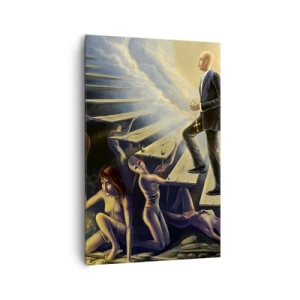 Quadro su tela - Stampe su Tela - Una scena simbolica del percorso verso la luce attraverso una scala fatiscente - 80x120cm - Viaggio dantesco verso la luce - Decorazione murale moderna per soggiorno e camera da letto ARTTOR