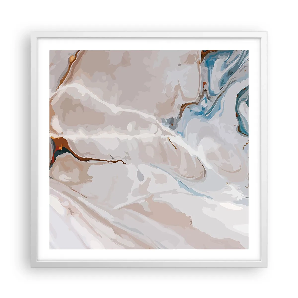 Poster in cornice bianca - Meandri blu sotto il bianco - 60x60 cm