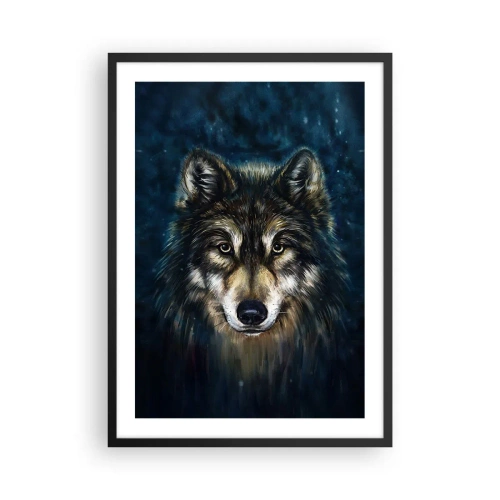 Poster in cornice nera - Ritratto di un lupo in un tono scuro e artistico - 50x70cm - Alfa? E omega - Decorazione murale moderna per soggiorno e camera da letto ARTTOR