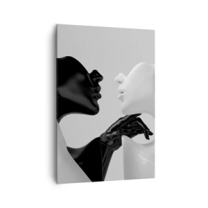 Quadro su tela - Stampe su Tela - Silhouette in bianco e nero in primo piano dinamico - 70x100cm - Desiderio - attrazione - Decorazione murale moderna per soggiorno e camera da letto ARTTOR