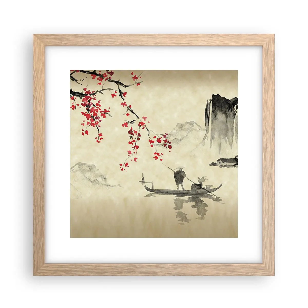 Poster in cornice rovere chiaro - Nel paese dei ciliegi in fiore - 30x30 cm