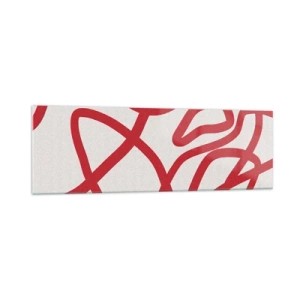 Quadro su vetro - Linee astratte rosse su sfondo bianco - 160x50cm - Rosso su bianco - Decorazione murale moderna per soggiorno e camera da letto ARTTOR