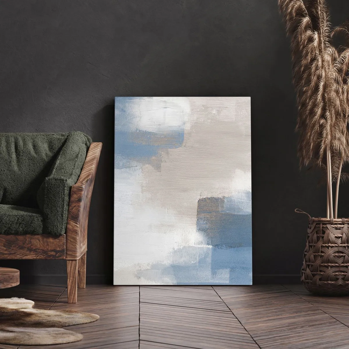 Quadro su tela - Stampe su Tela - Astrazione rosa coperta dal blu - 45x80 cm