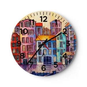 Orologio da parete - Orologio in Vetro - Una città da favola - 30x30 cm