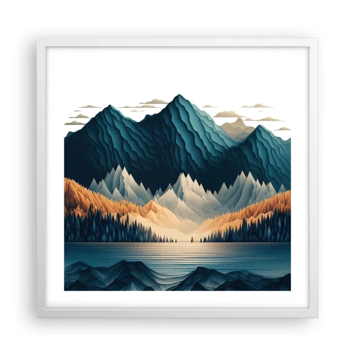 Poster in cornice bianca - Perfetto paesaggio montano - 50x50 cm