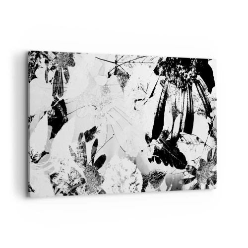 Quadro su tela - Stampe su Tela - Fiori astratti in bianco e nero in stile minimalista - 100x70cm - Autunno in negativo - Decorazione murale moderna per soggiorno e camera da letto ARTTOR