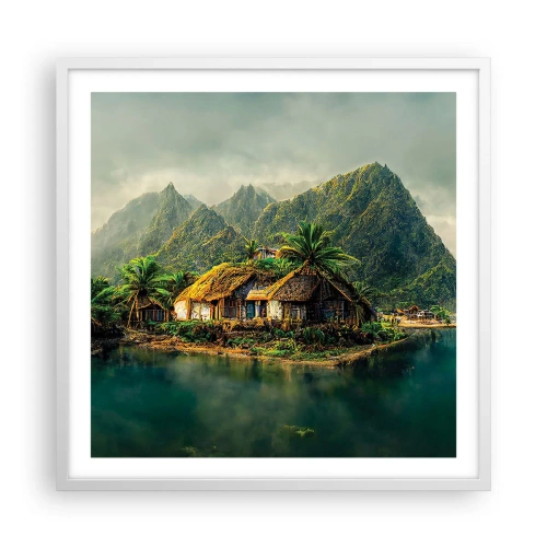 Poster in cornice bianca - Paradiso tropicale - 60x60 cm