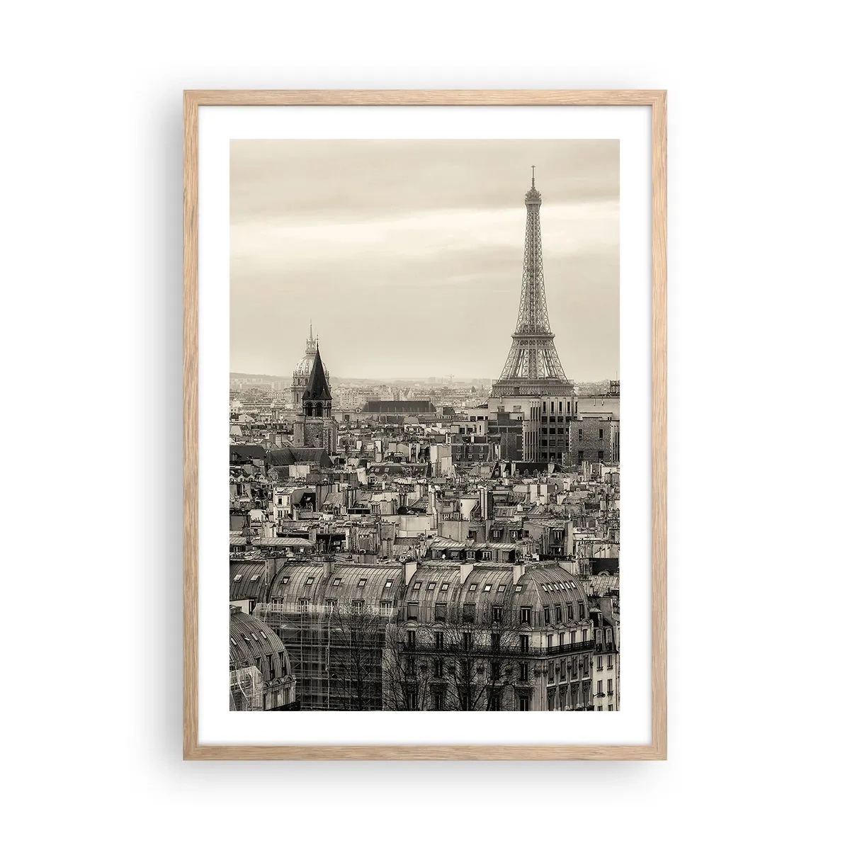Poster in cornice rovere chiaro - Sui tetti di Parigi - 50x70 cm