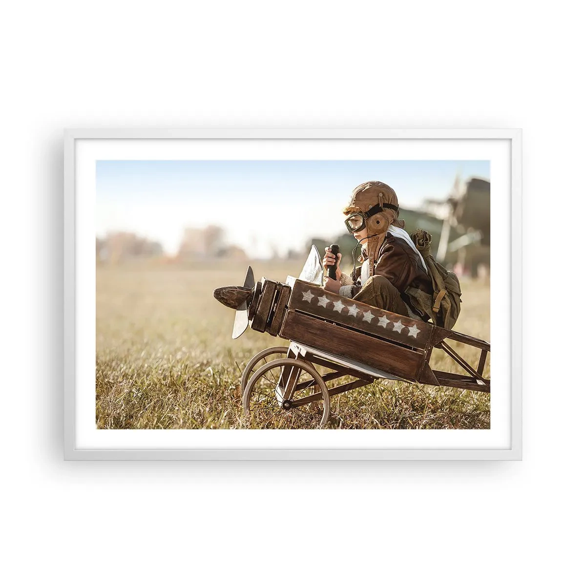 Poster in cornice bianca - Decollo verso i sogni - 70x50 cm