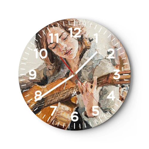 Orologio da parete - Orologio in Vetro - Concerto per chitarra e cuore di ragazza - 30x30 cm