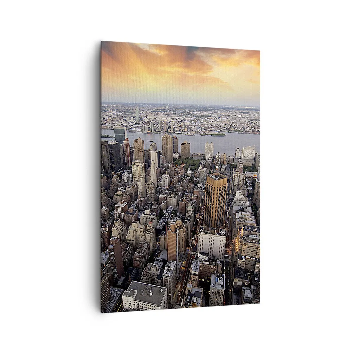 Quadro su tela - Stampe su Tela - Vista della metropoli con il sole al tramonto - 80x120cm - Il cuore pulsante dei nostri tempi - Decorazione murale moderna per soggiorno e camera da letto ARTTOR