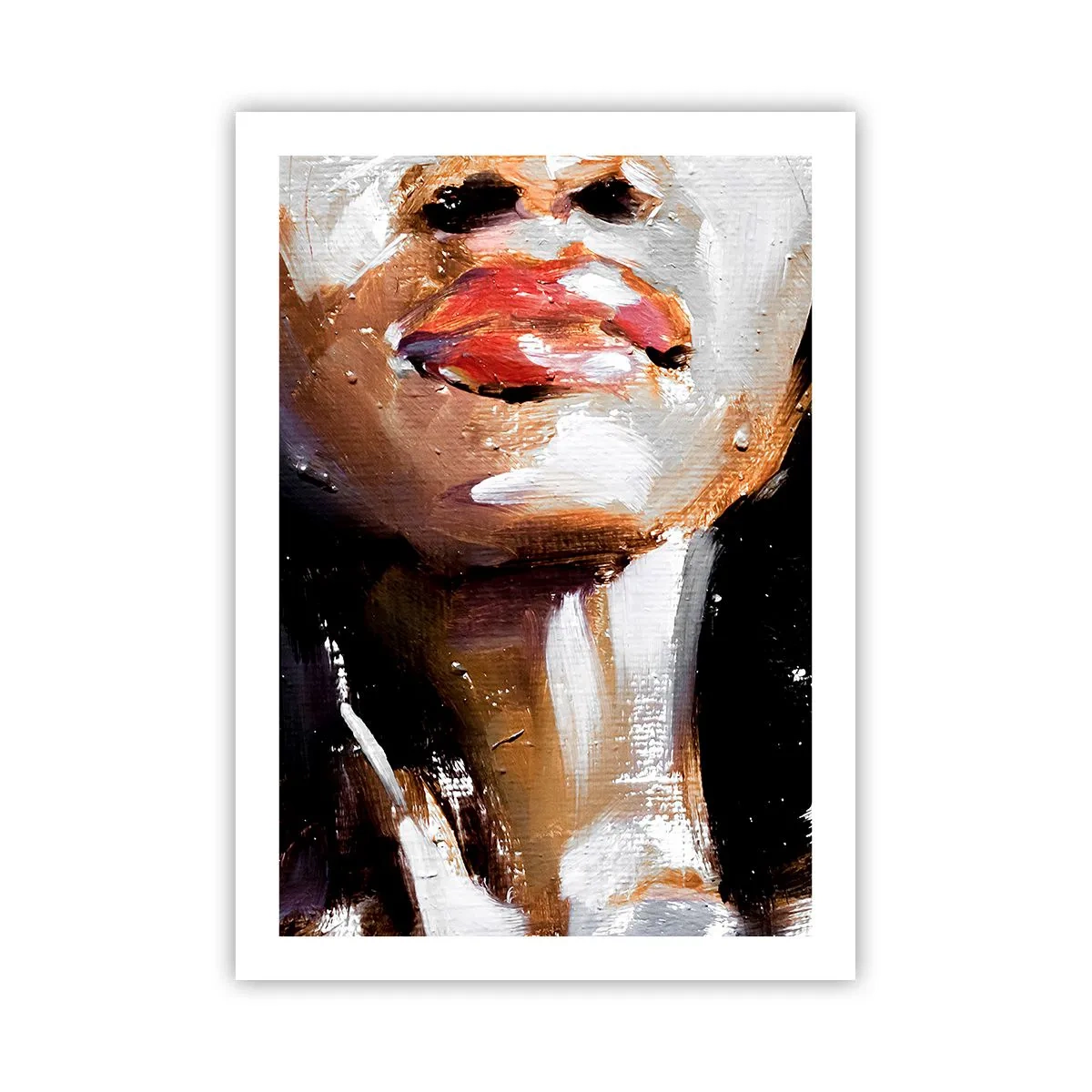 Poster - Ritratto astratto di una donna con labbra rosse - 50x70cm - Orgoglio senza pregiudizio - Decorazione murale moderna per soggiorno e camera da letto ARTTOR