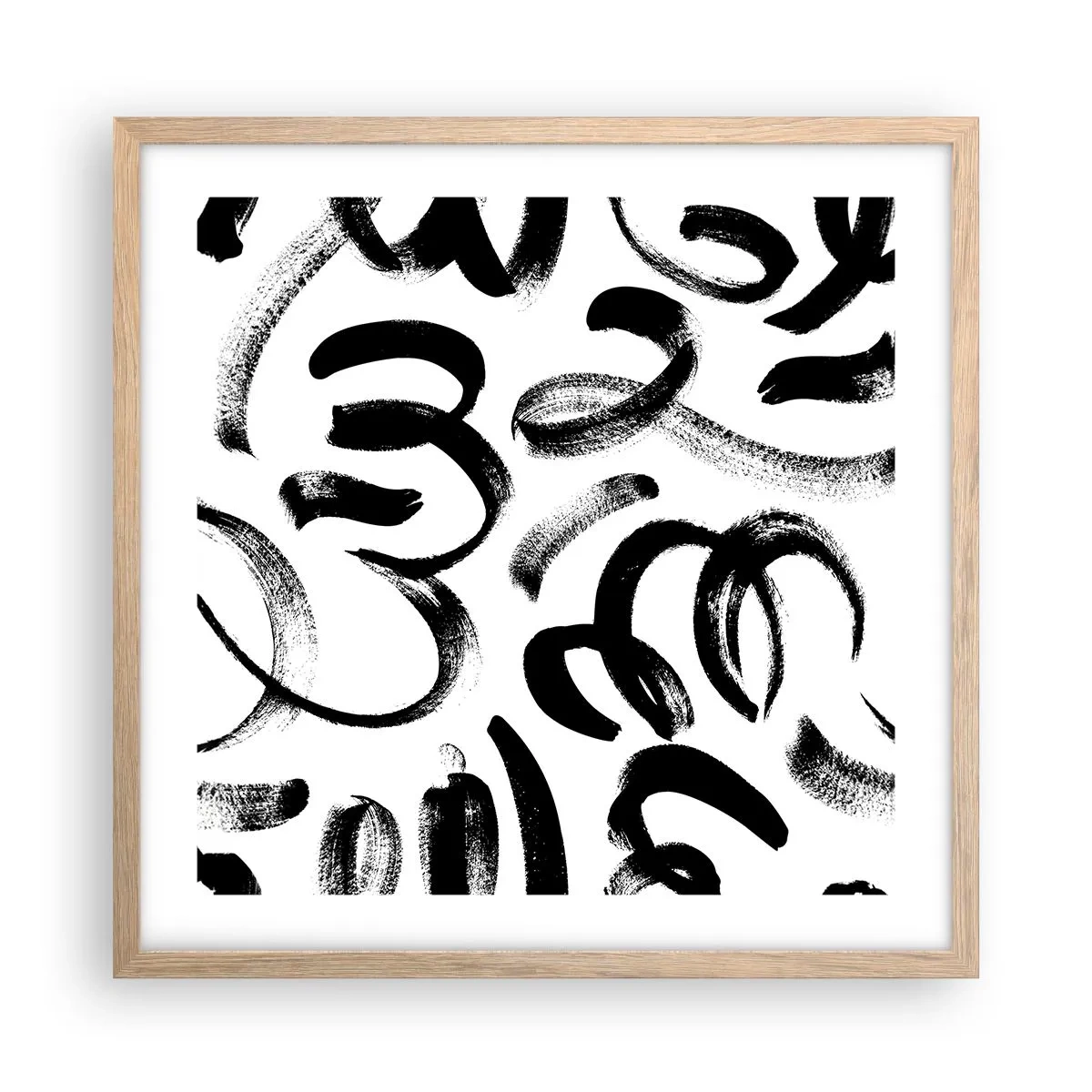 Poster in cornice rovere chiaro - Nero su bianco - 50x50 cm